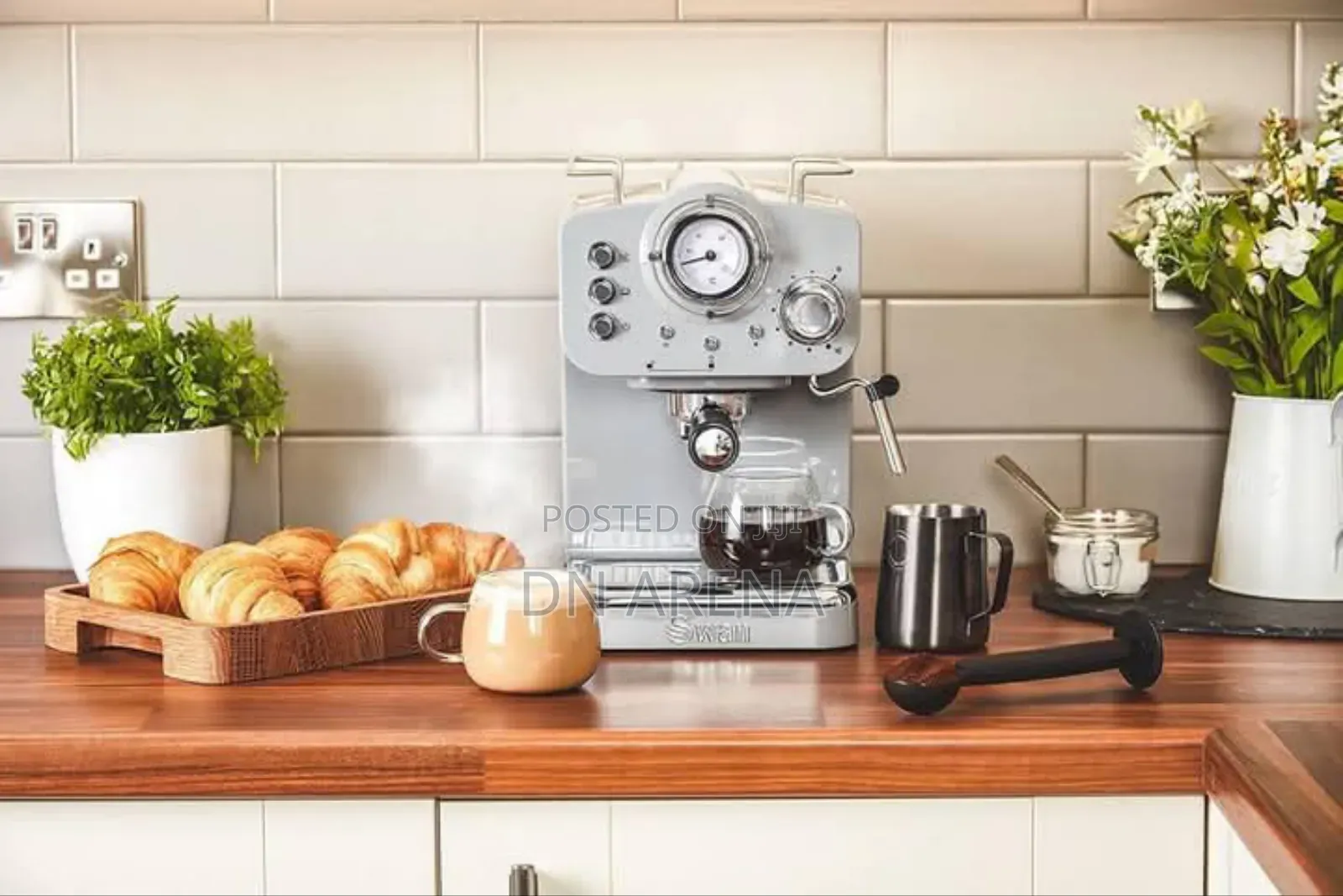 Swan Sk22110grn Retro Espresso Coffee Machine 15 Bar Grey