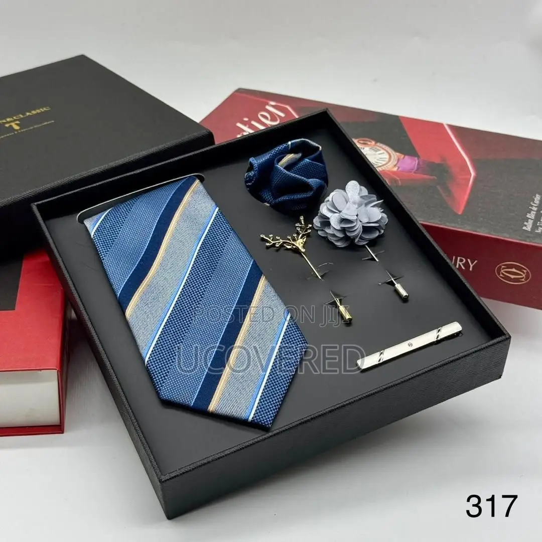 Tie Set Men Mixed Color Necktie Handkerchief Cufflinks