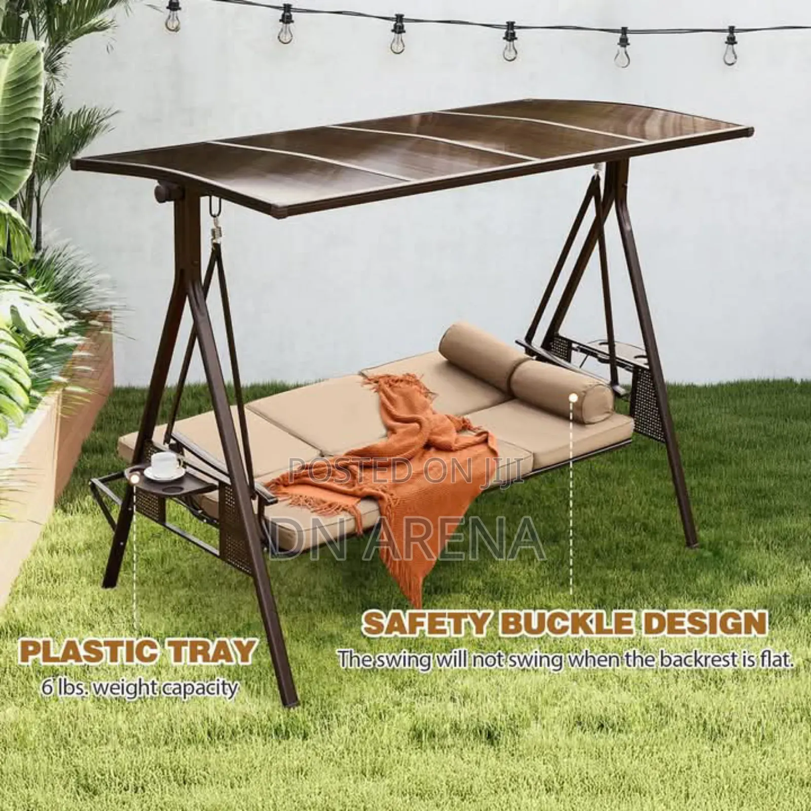 Outdoor Patio Porch Swing Three-Seater Outdoor Swing