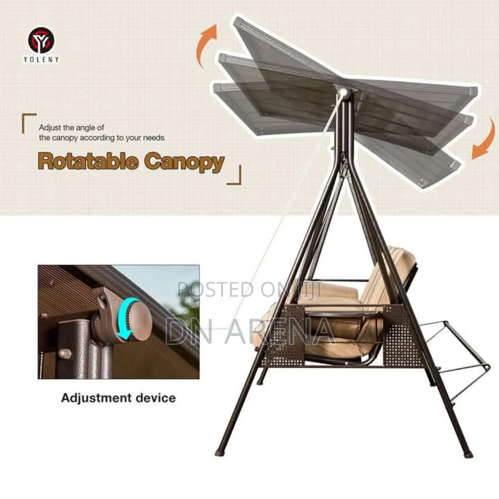 Outdoor Patio Porch Swing Three-Seater Outdoor Swing