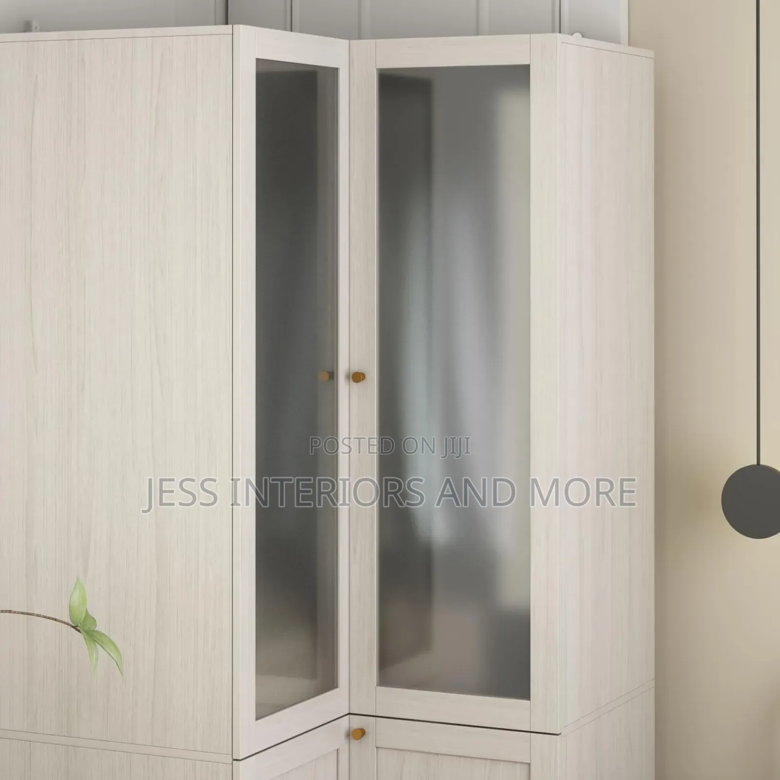 Wardrobe L-Shape Closet With Frosted Glass Doors
