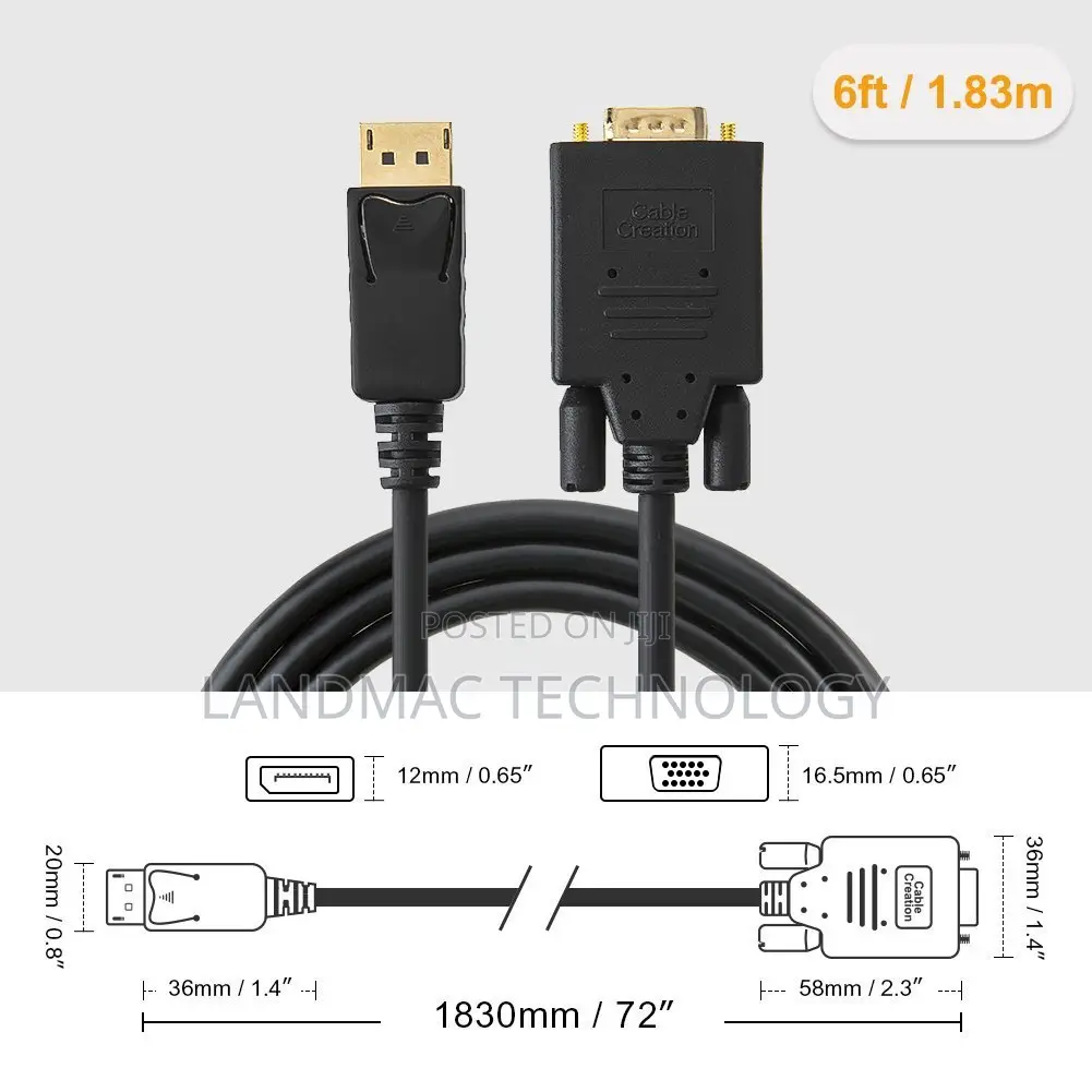 Displayport to Vga Cable