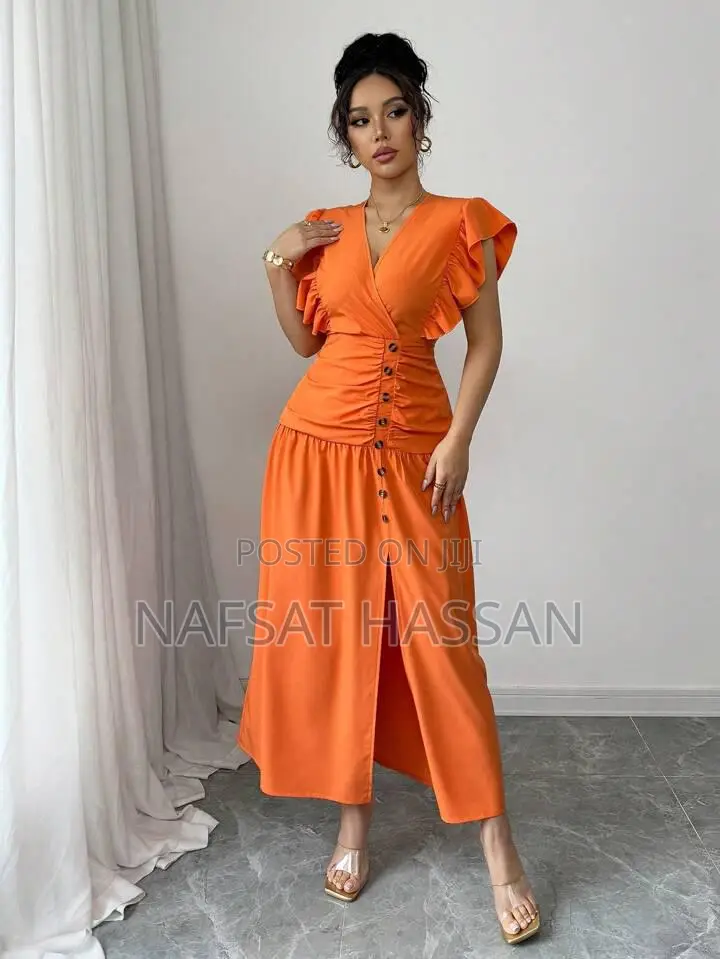Button Slit Long Dress
