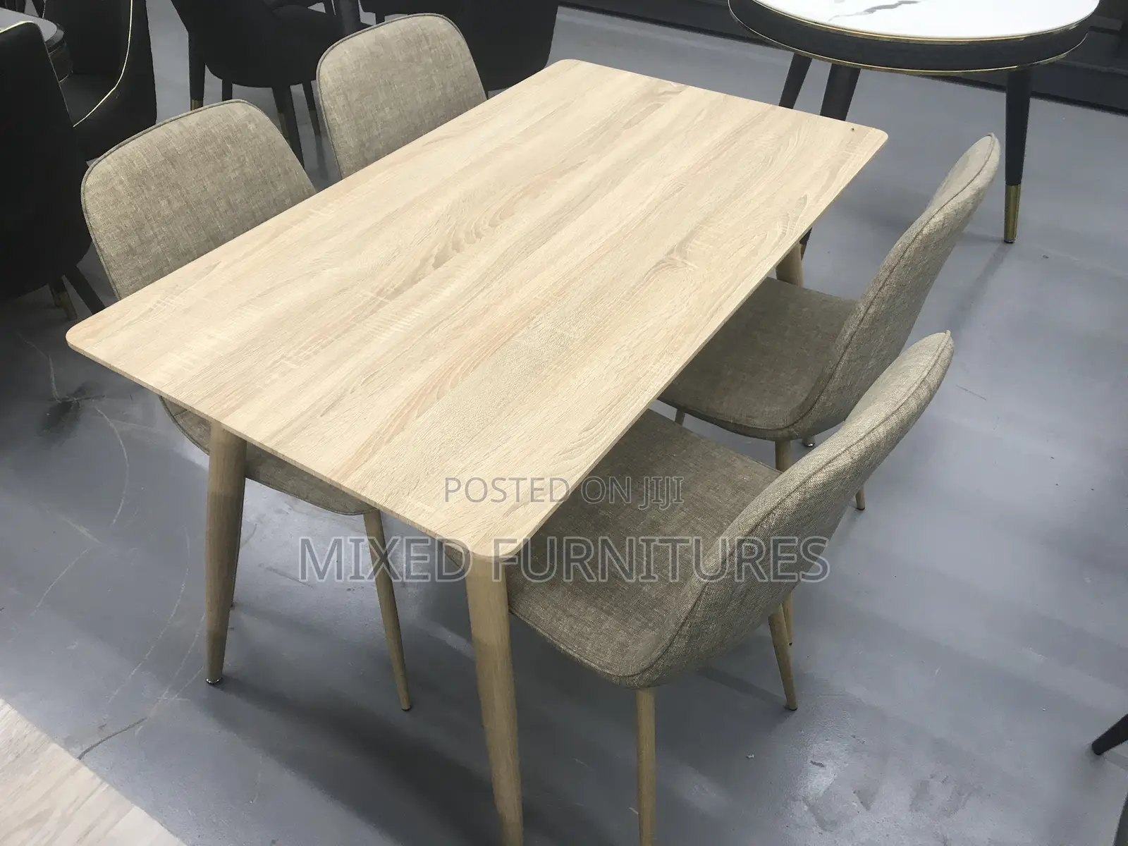 Quality Wooden Dining Table With Material Chairs