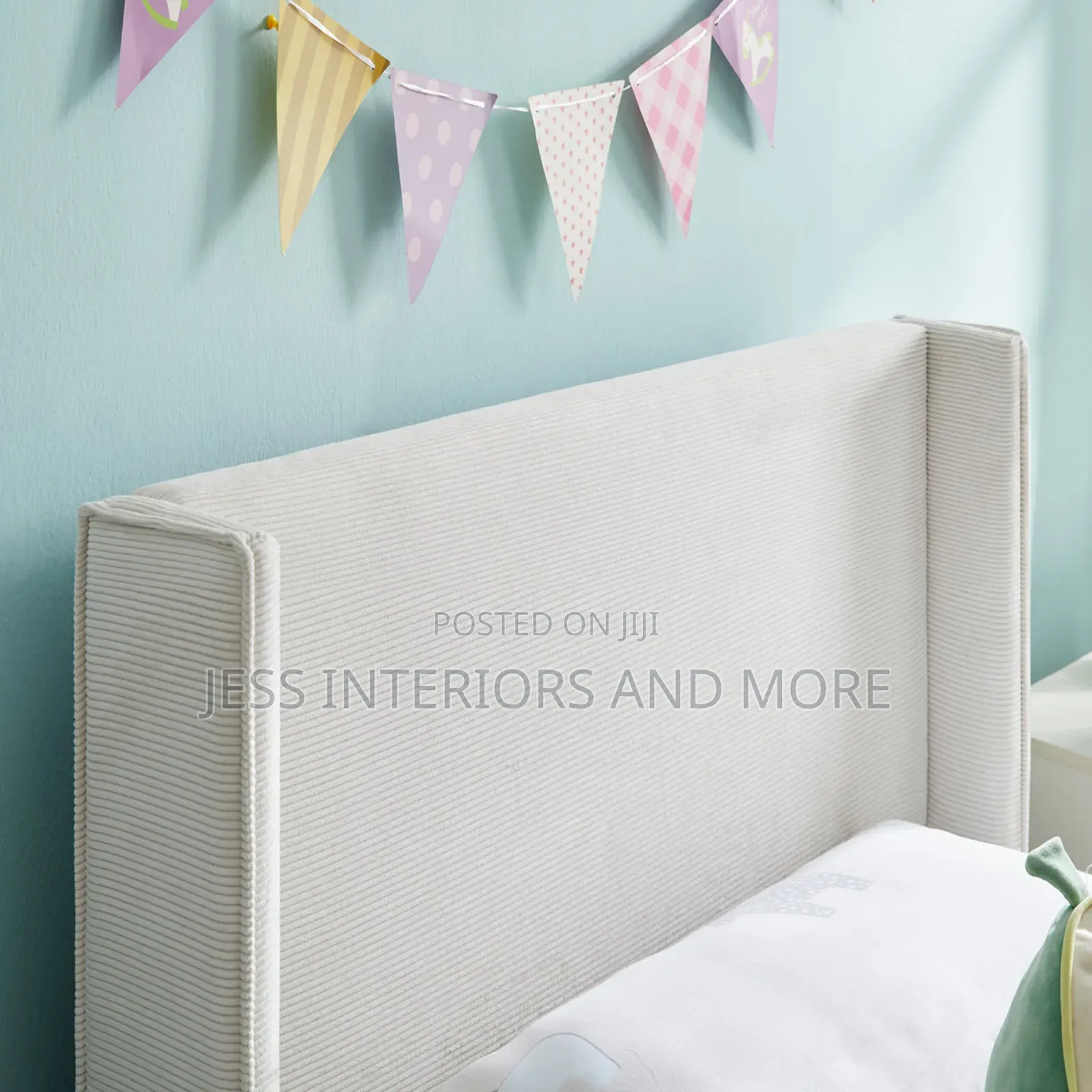Queen Size Bed Frame (Corduroy) Cream