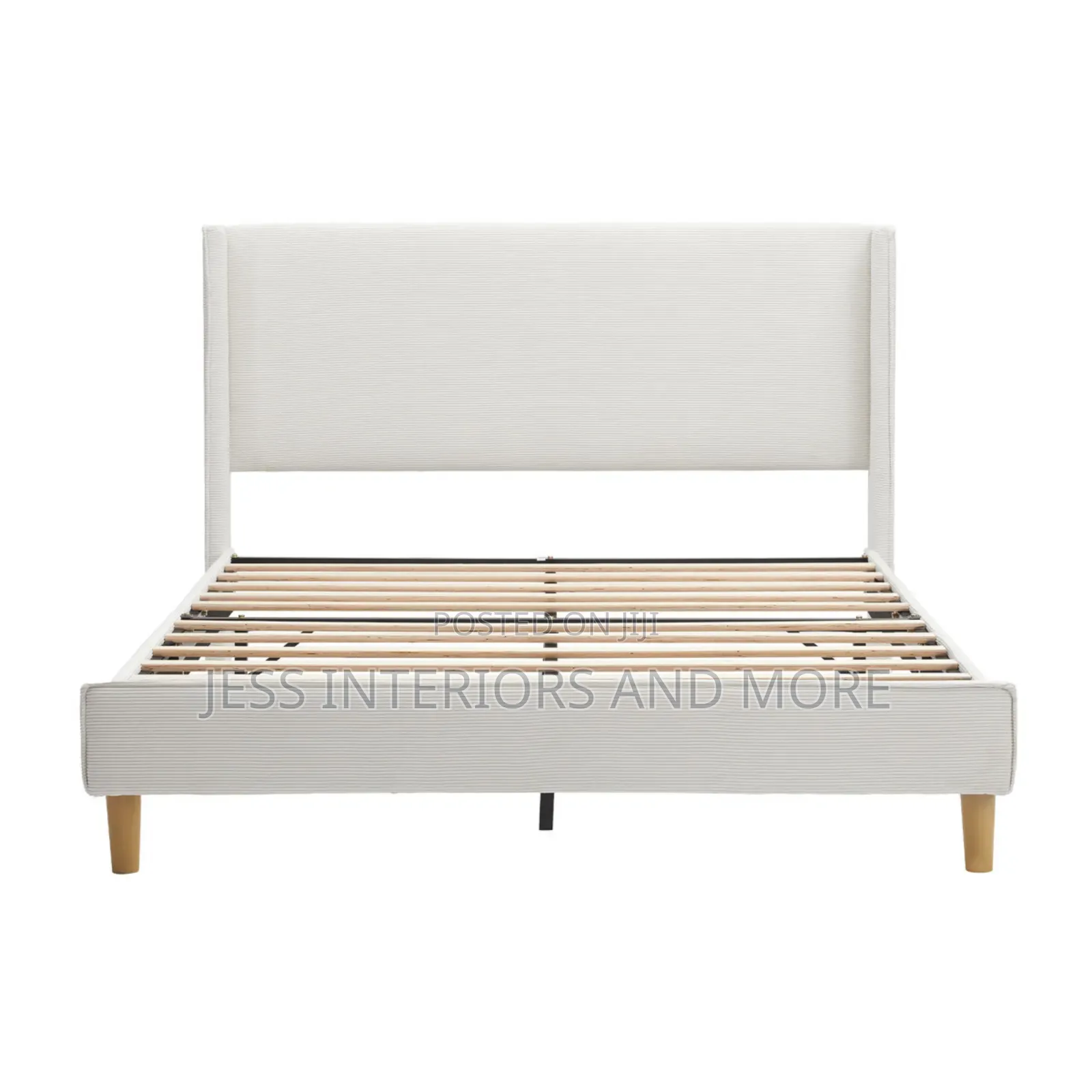Queen Size Bed Frame (Corduroy) Cream