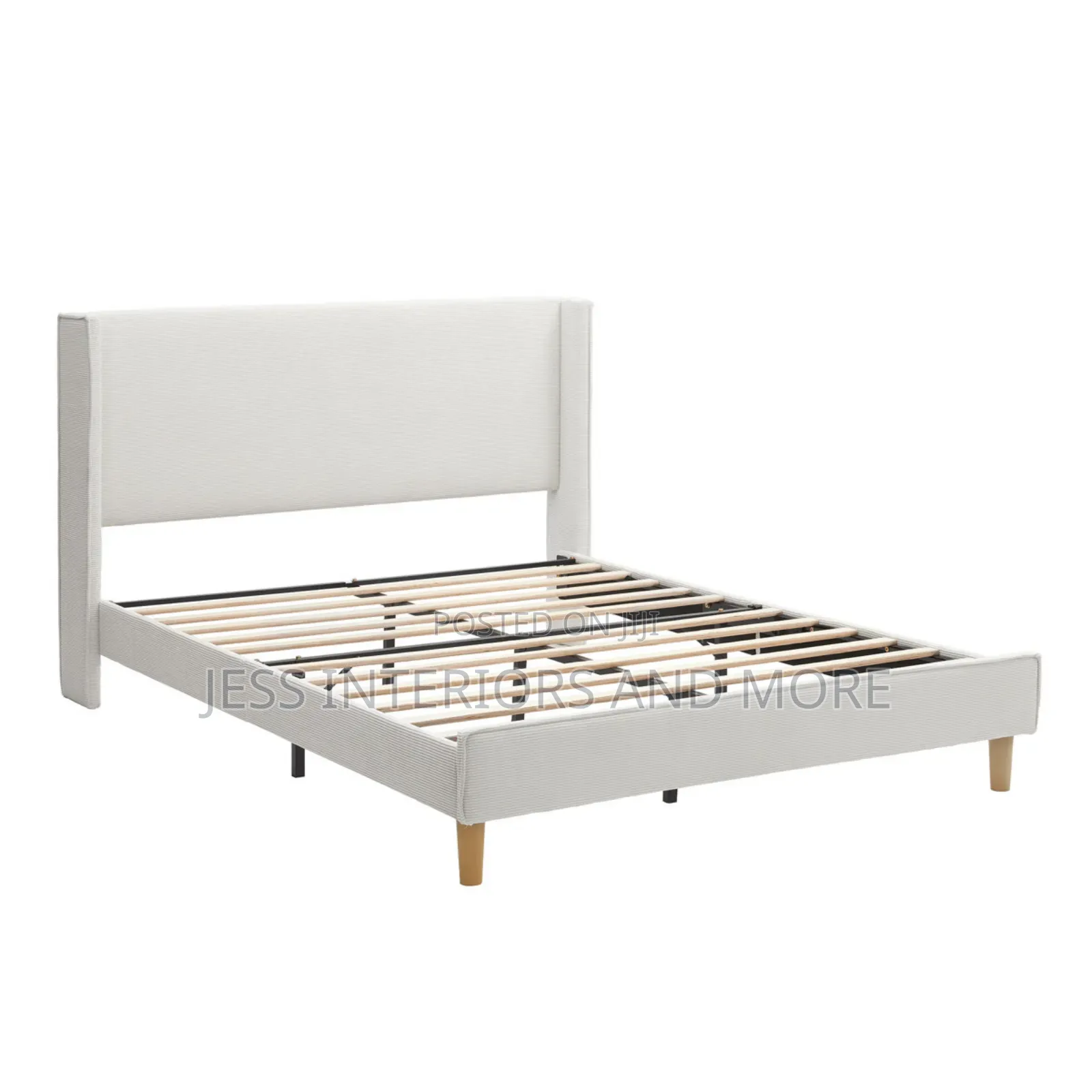 Queen Size Bed Frame (Corduroy) Cream