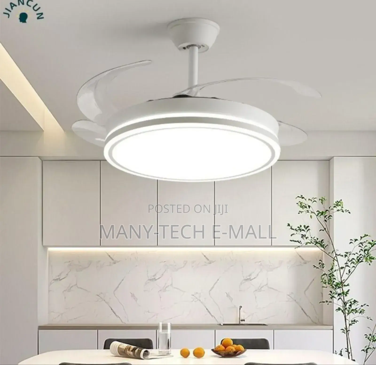 White Invisible Blade Fan With Light