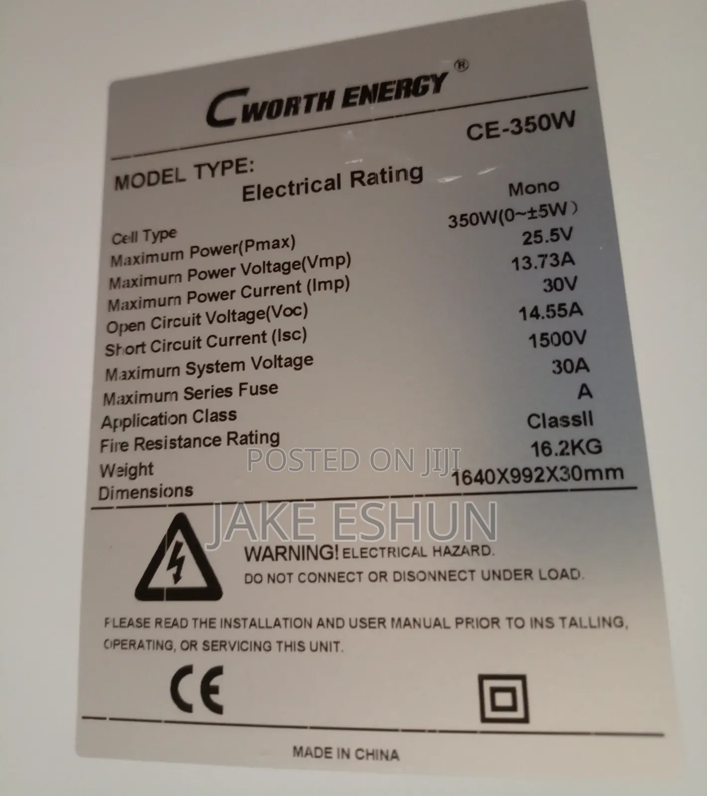 350w Monocrystalin Solar Panel