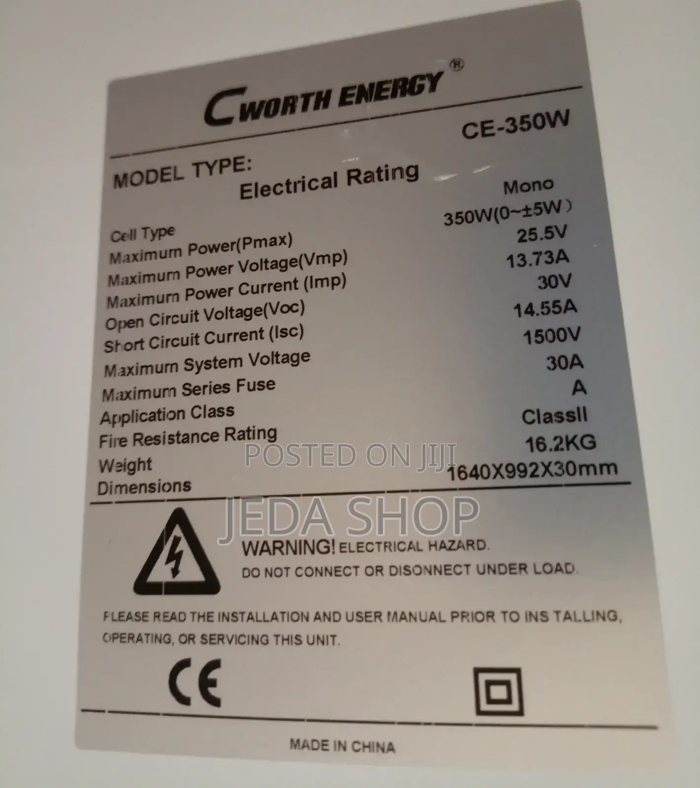 350w Monocrystalin Solar Panel