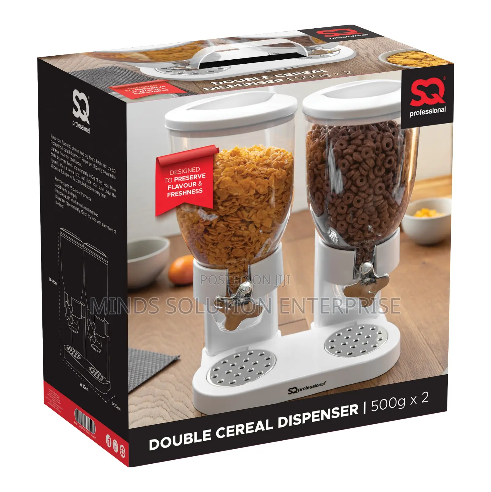 Sqprofessional Double Cereal Dispenser 500g*2