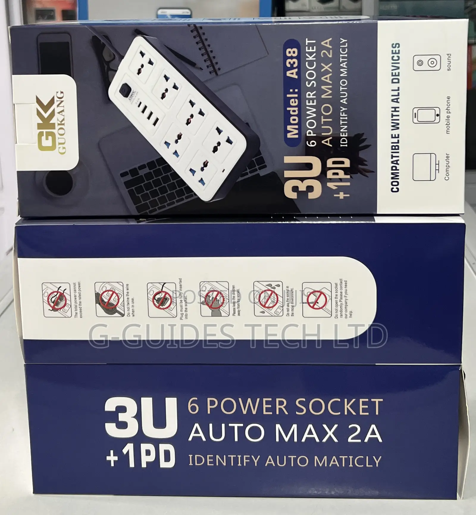 6-Way Extension Board With Usb Ports , 6-Way Power Socket