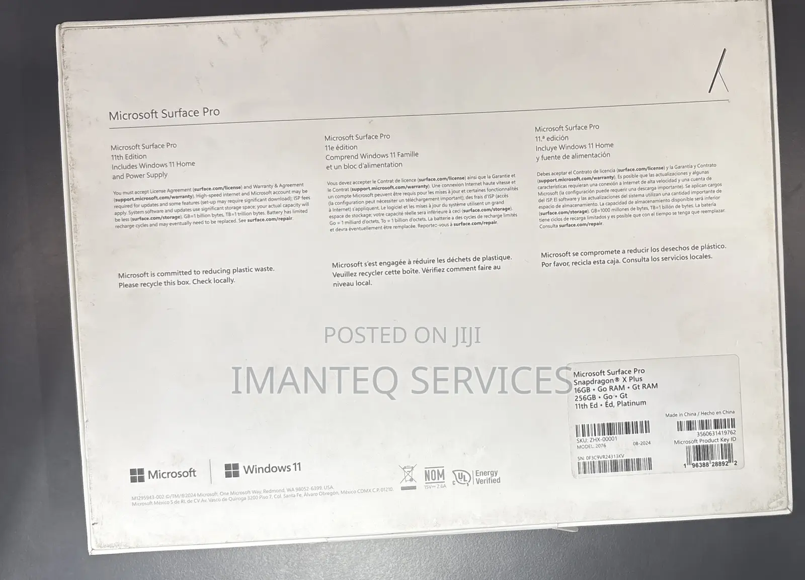 New Microsoft Surface Pro 11th Edition, a Copilot+ PC 16GB SSD 256GB