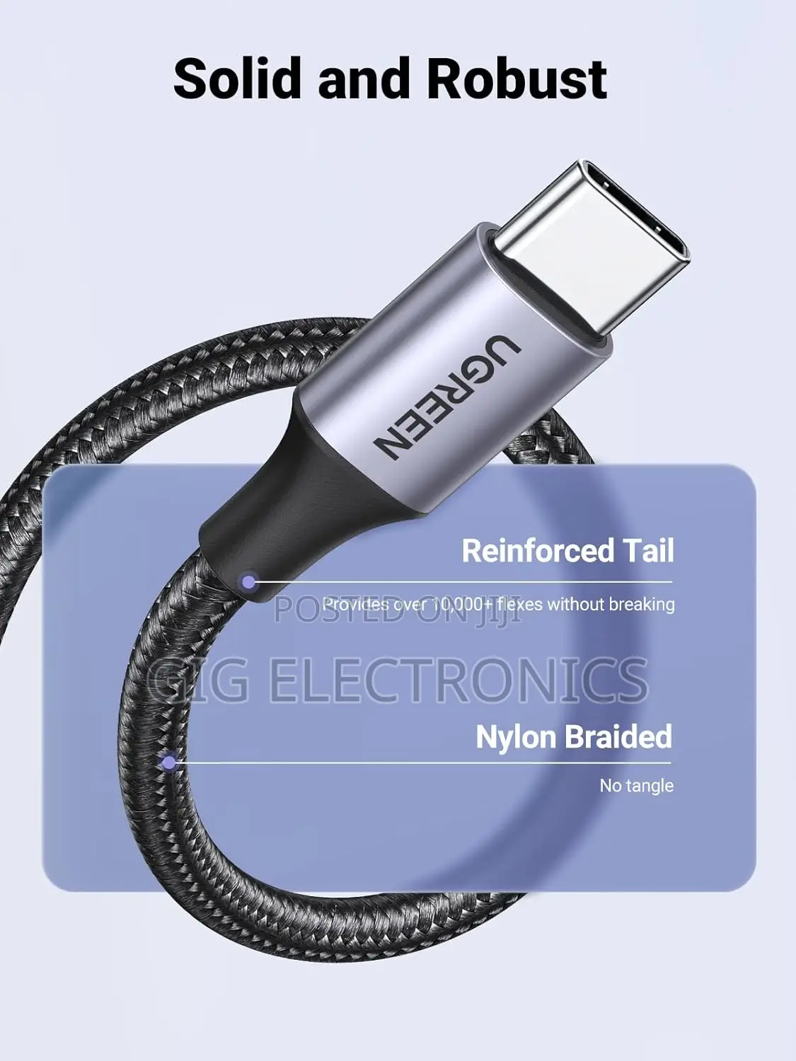 Ugreen 3a Fast Charge Usb a to C Cable Braided Usb C 1m
