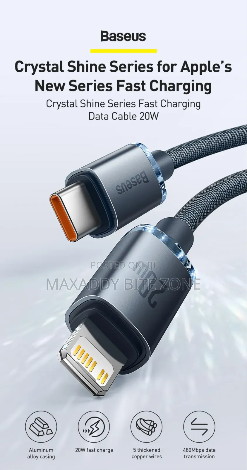 2 Meters Baseus Type C To Apple Lightening Charging Cable