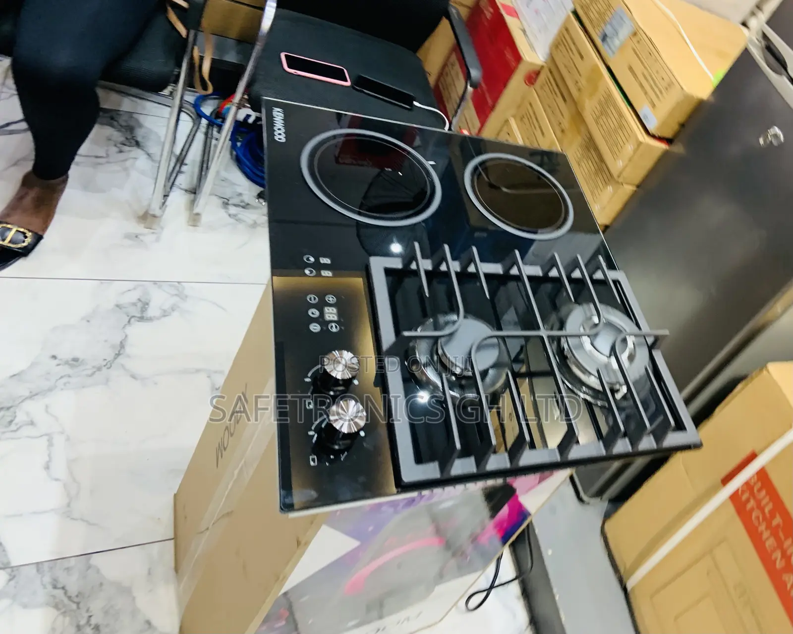 Correct 2 Gas 2 Electric Ceramic 60cm Black Kenwood Cooker