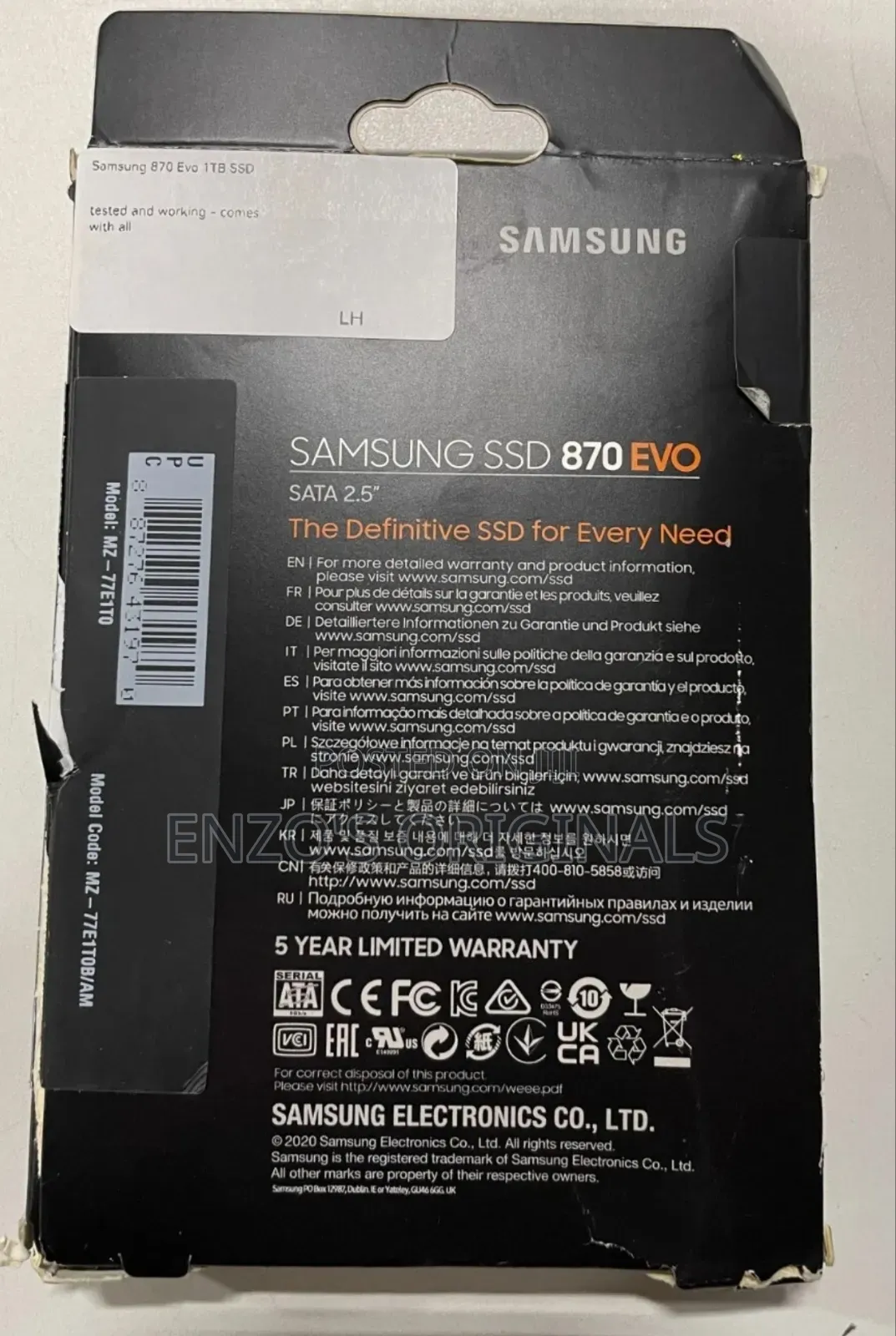 Samsung 870 Evo 1tb Internal Ssd 2.5inch Sata Mz-77e1t0b/Am