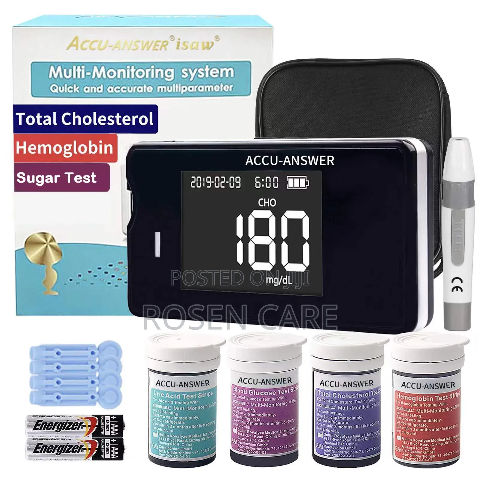 Accu Answer Machine Cholesterol Hb Glucose Uric Acid Monitor Device