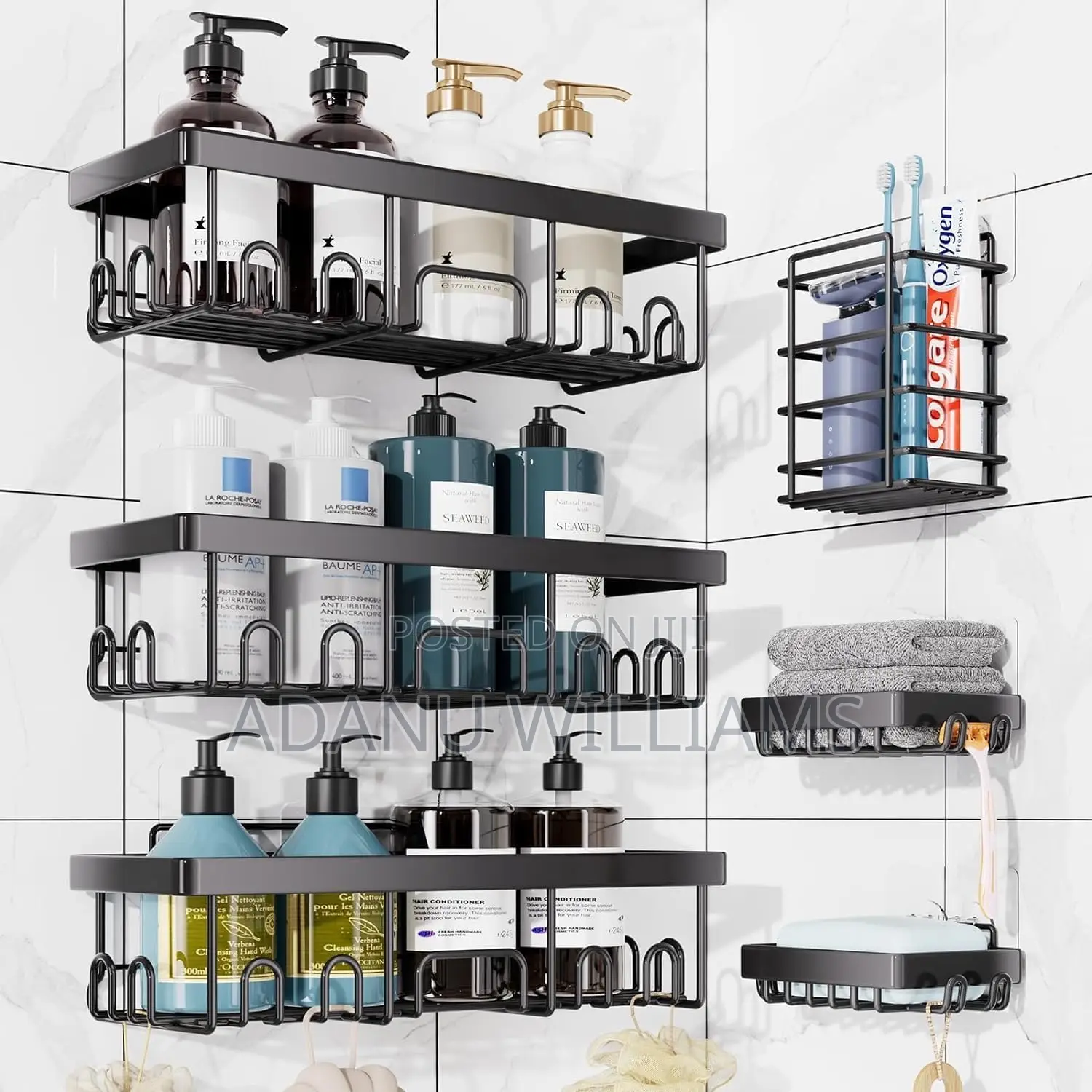 Adhesive Bathroom Shower Organizer for Bathroom Storage(6pcs