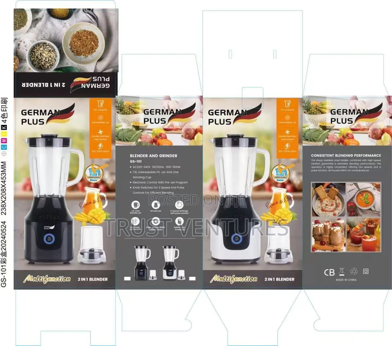 German Plus 2 in 1 Blender Unbreakable Jar