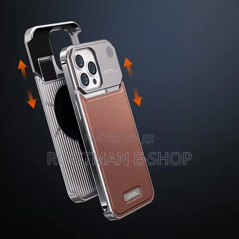 Luxury Leather Metal Phone Case for iPhone 13 14 15 Pro