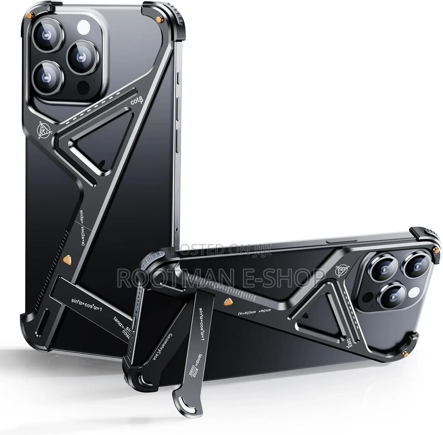 Metal Frameless iPhone Case With Stand,Geometric Design