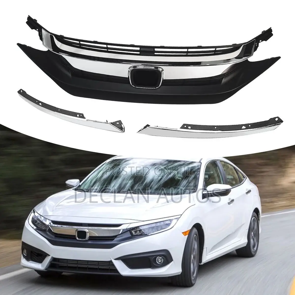 2018 Civic Front Bumper Upper Grille W/Chrome Eyelid Molding