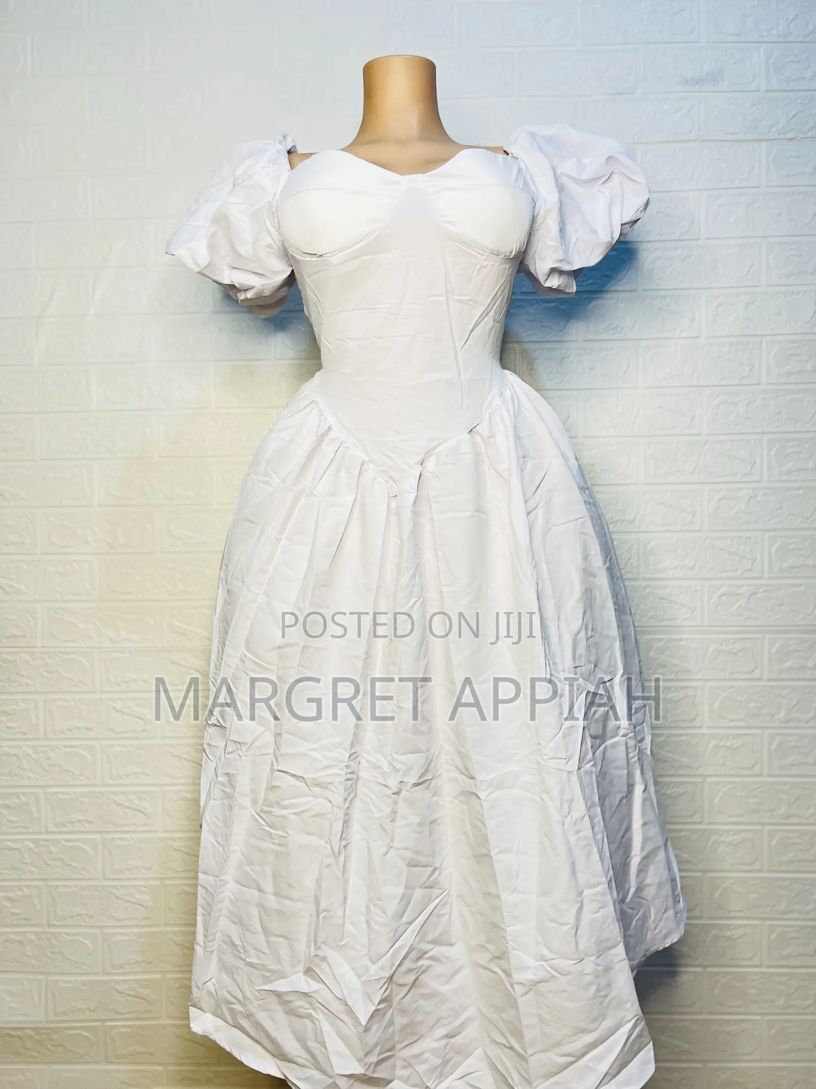 Vintage White Dress With Puffy Sleeves and Corset Top.