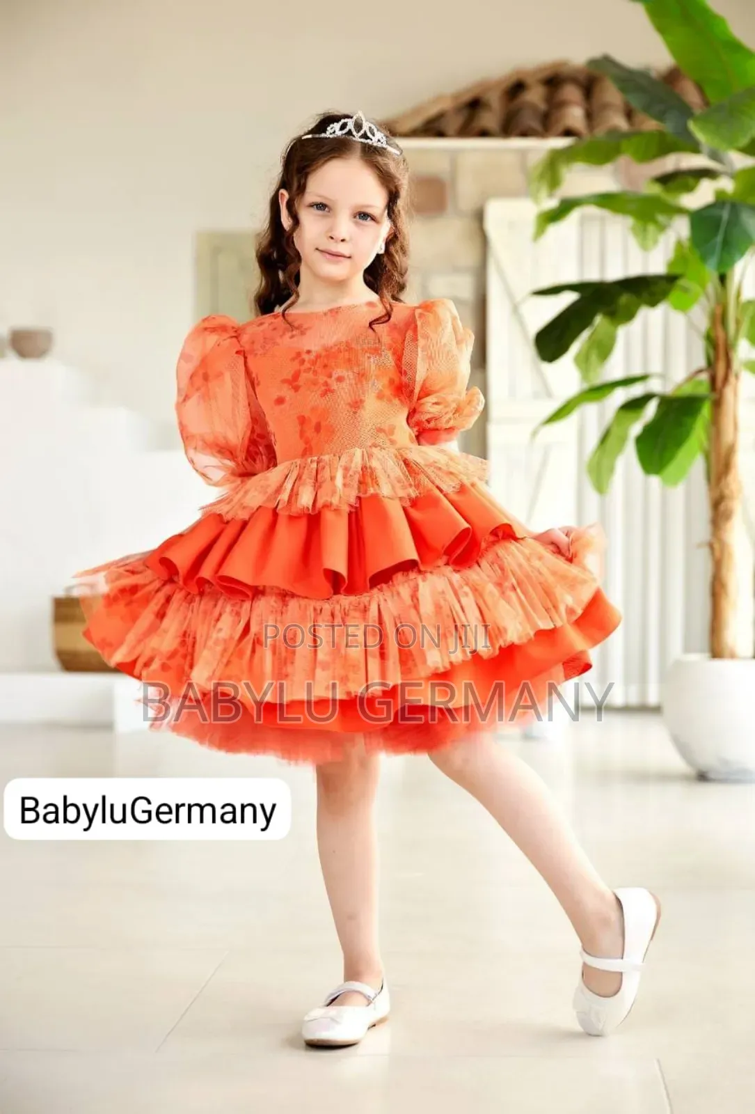 Orange Girl's Princess Dress -Turkey Imported