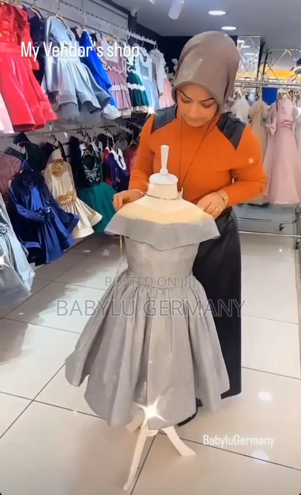 Metallic Silver / Ash Princess Dress : Turkey Imported