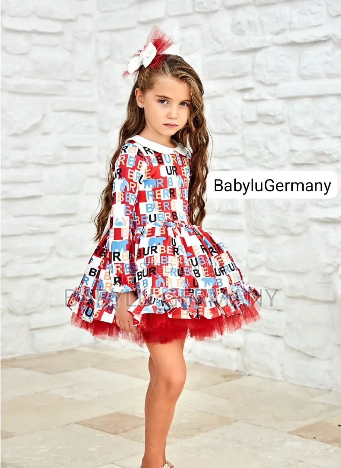 Red Burberry Princess Ball Gown Dress