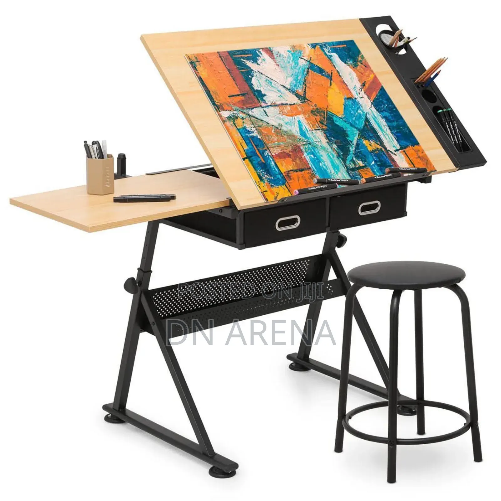Drafting Table With Slide-Out Tabletop and Drawer