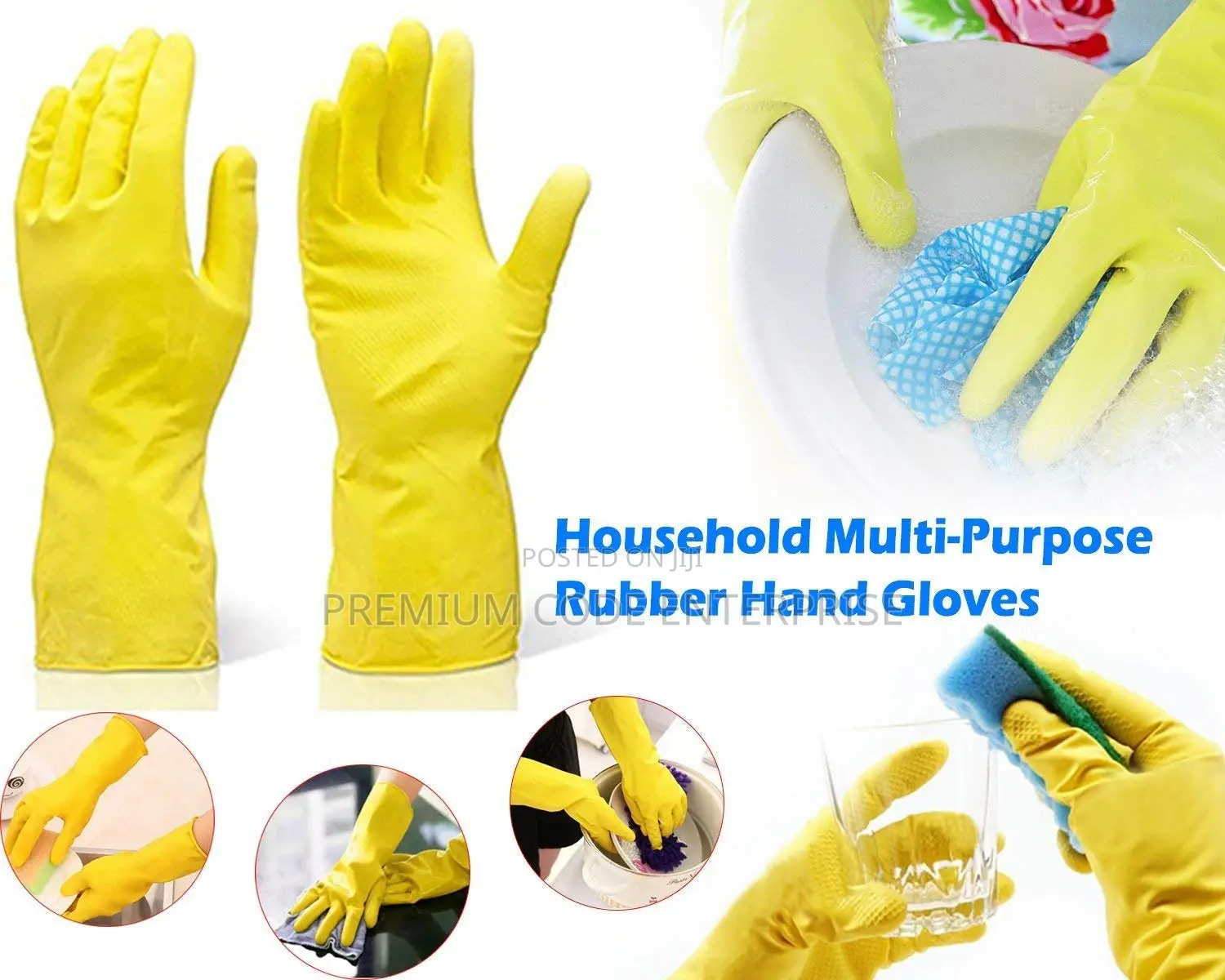 Reusable Rubber Cleaning Gloves – Yellow, 1 Pair