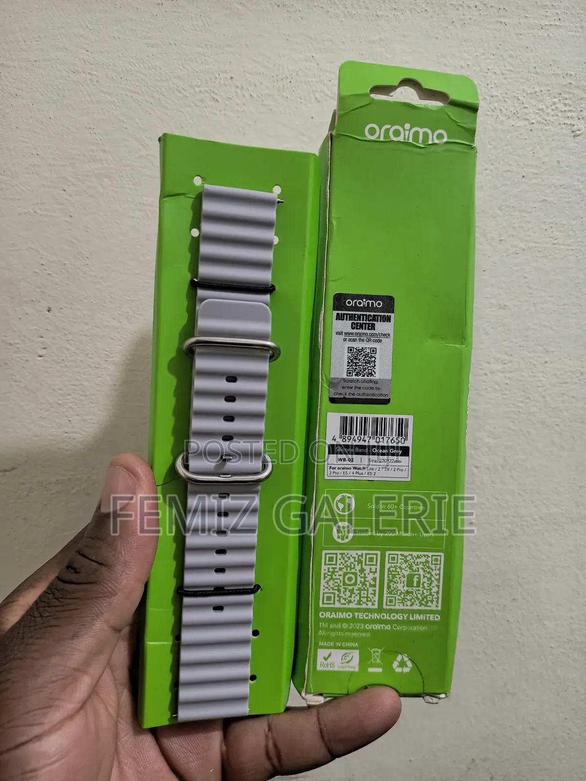 Oraimo Silica Gel Watch Strap - Ocean Gray Colour