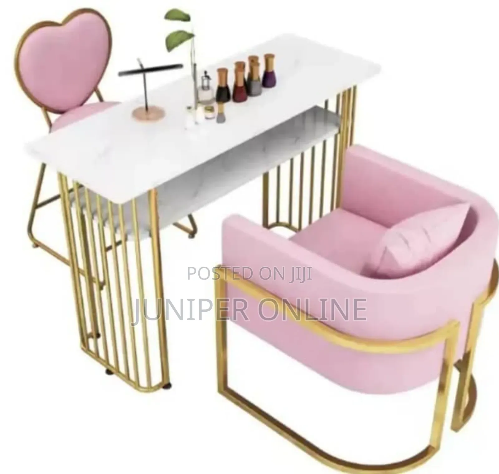 Nails Salon Table and Chairs Pink Color