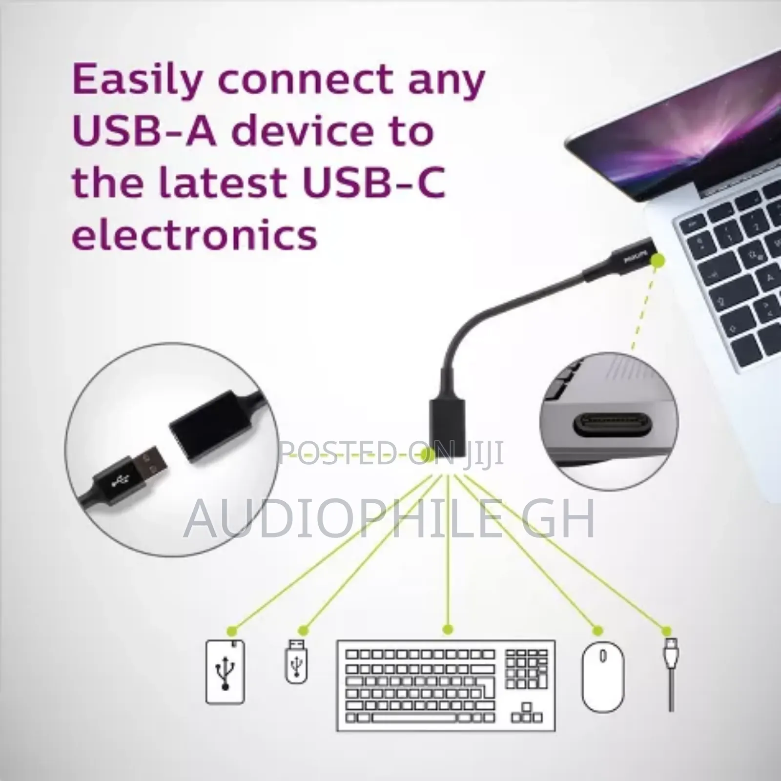 Philips 6" Usb-C to Usb 3.1 Female Adapter