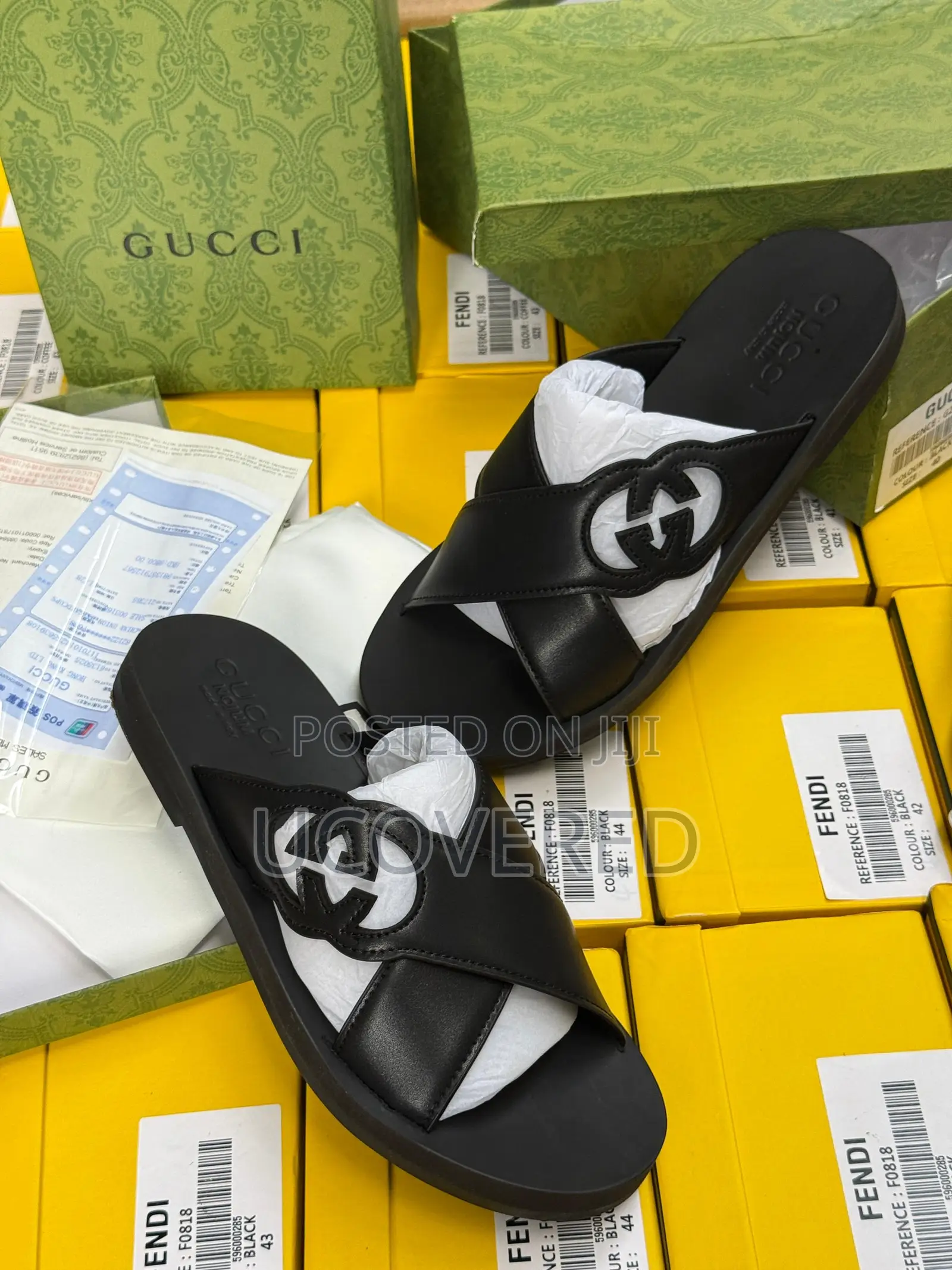 Gucci Slide Sandal Crossed Leather Slippers
