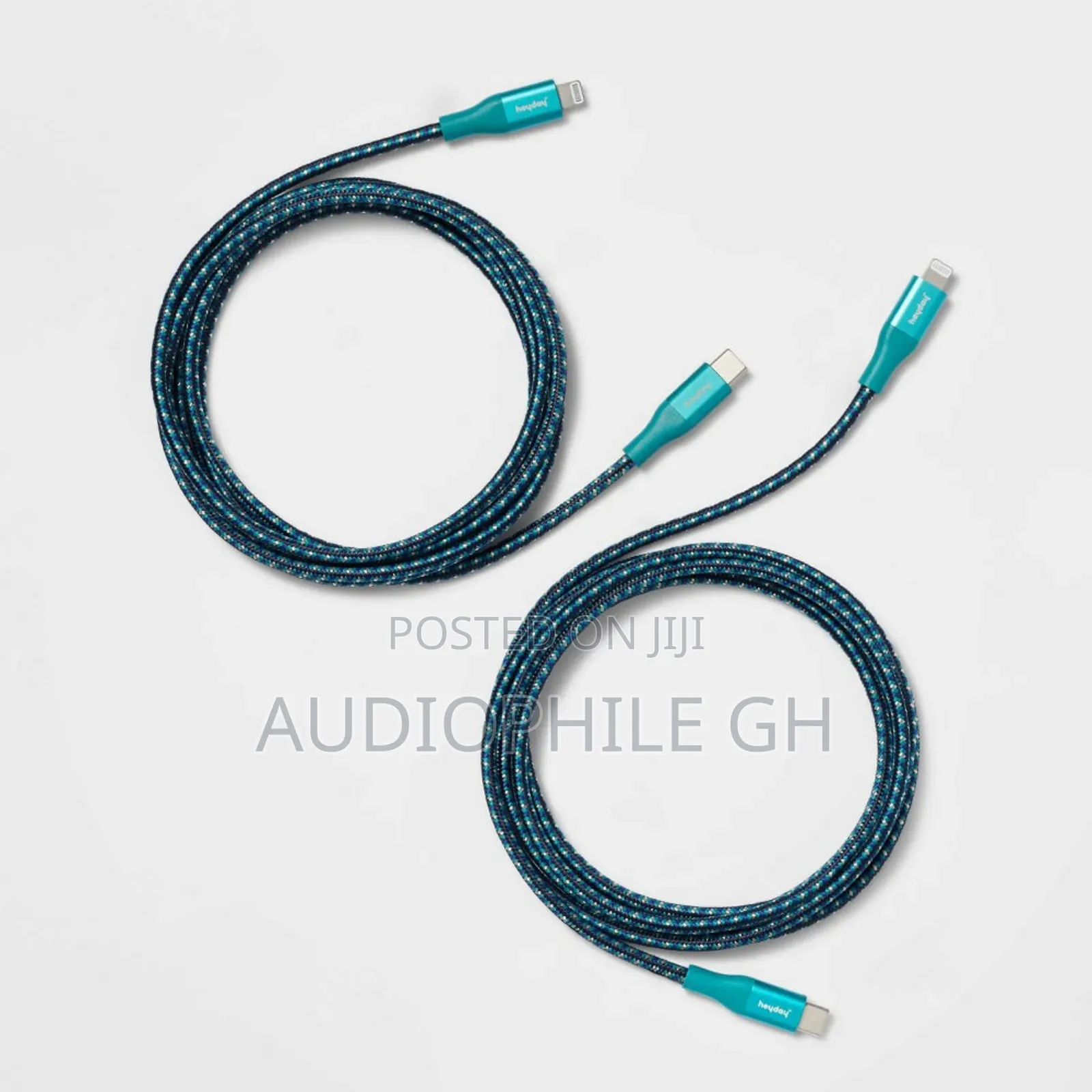 Heyday 6' Lightning to Usb-C Braided Cable 2pk - Ocean Teal