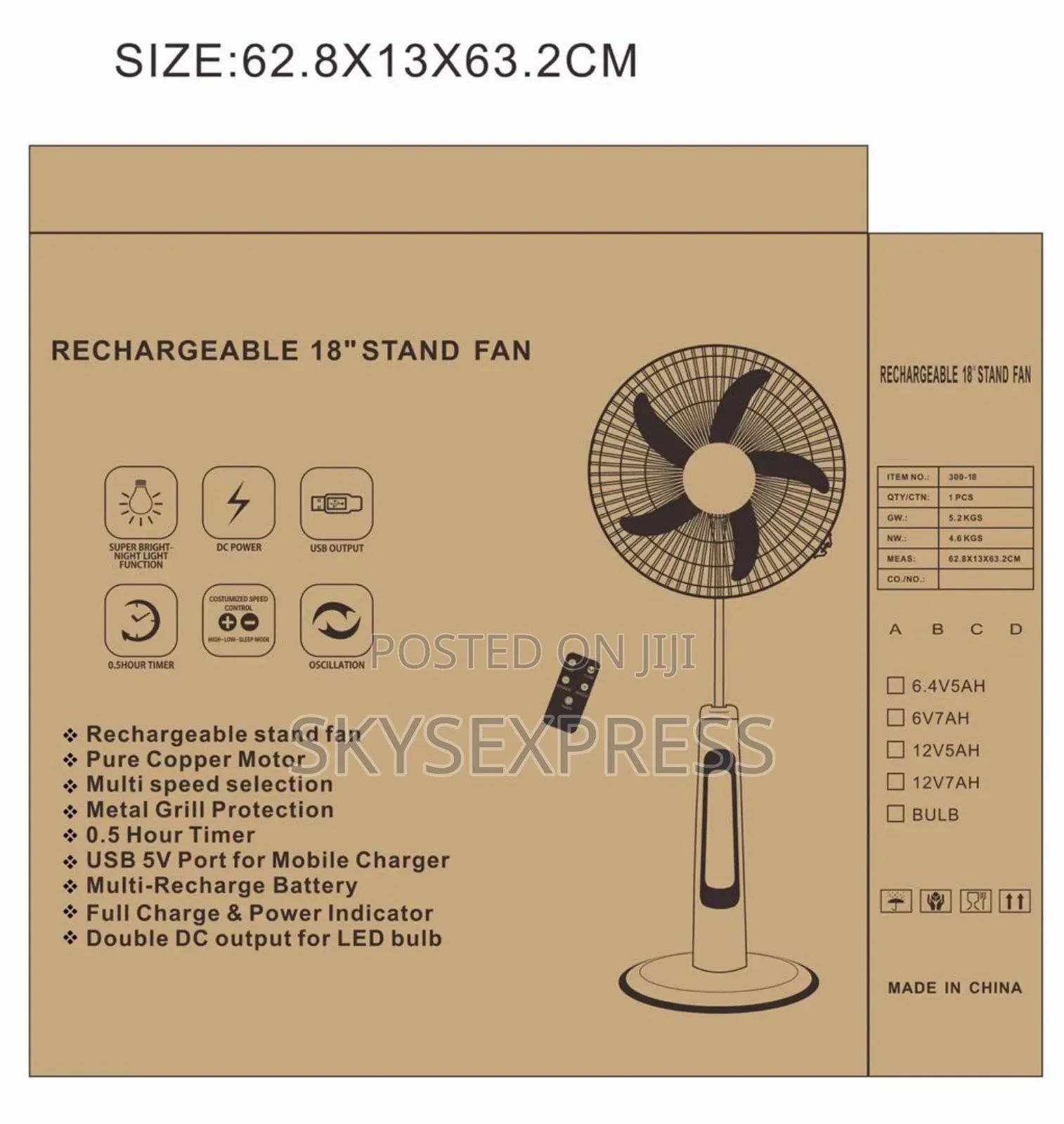 Solar Rechargeable Standing Fan