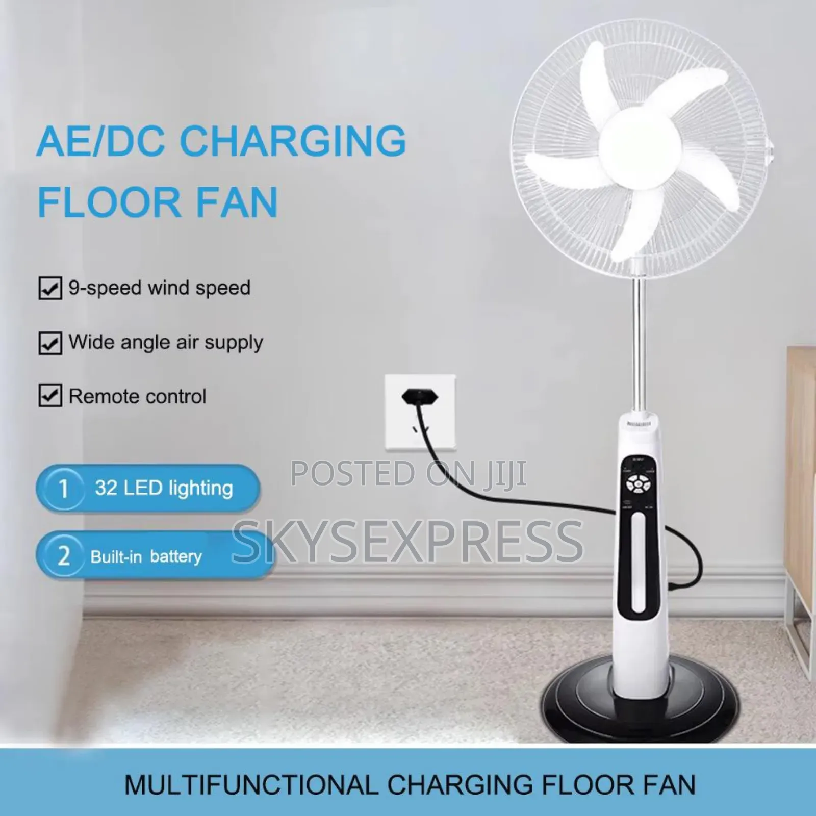 Solar Rechargeable Standing Fan