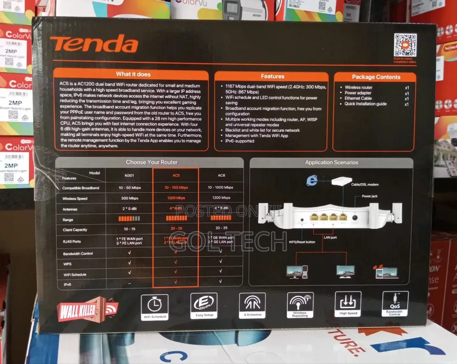 Tenda Ac5 Smart Dual-Band Wifi Router Ac1200 Uhd Streaming