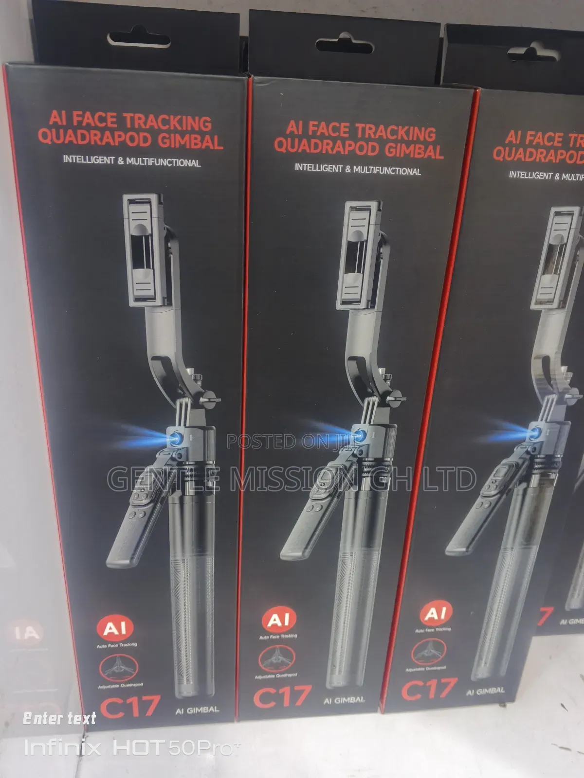 Ai Face Selfie Stick Tracking Quadrapod Gimbal C17 360°