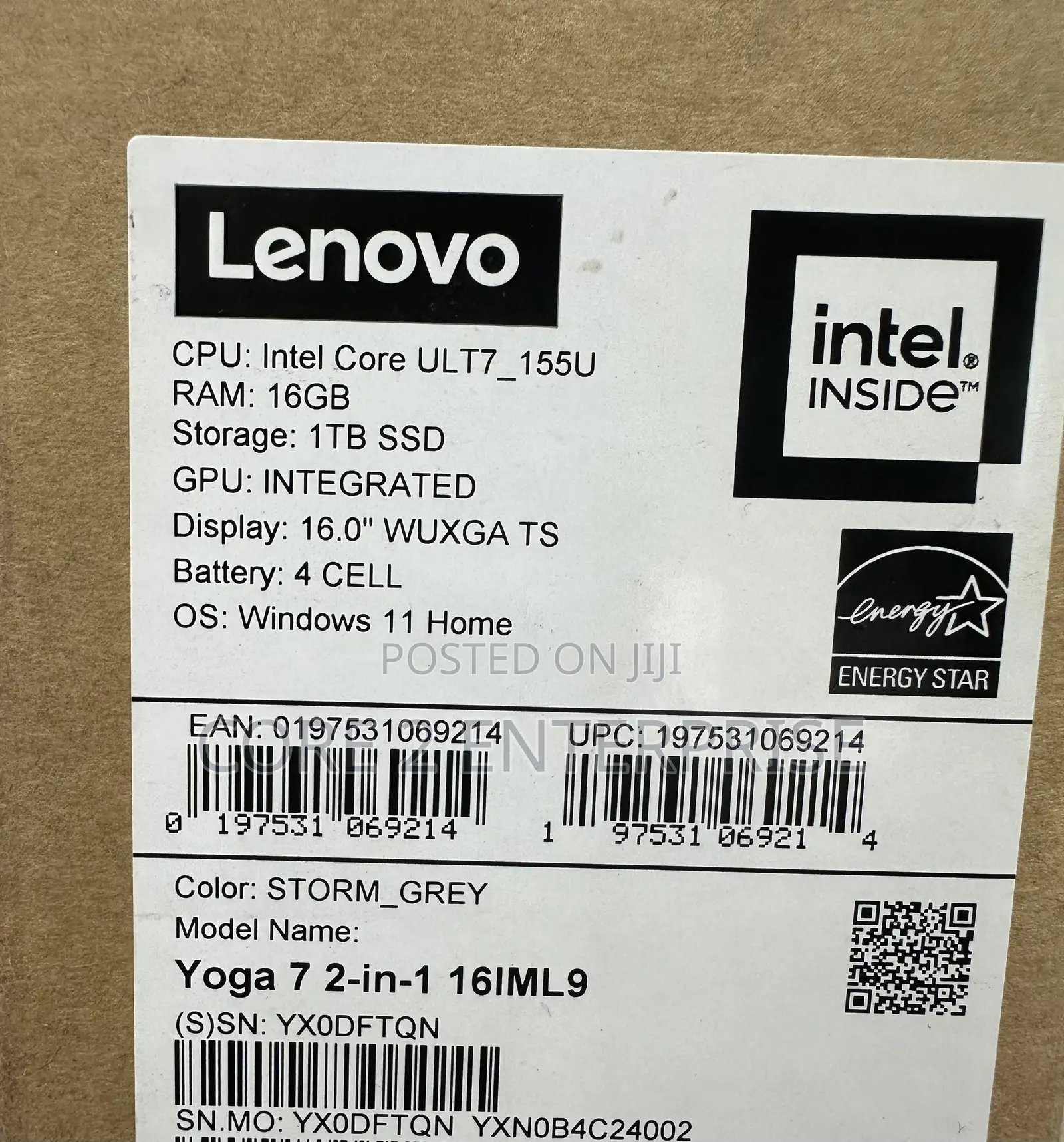 New Laptop Lenovo Yoga 7i 16GB Intel Core Ultra 7 SSD 1T