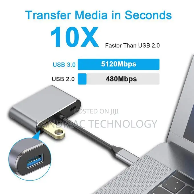 Type -C Hdmi Vga Converter Usb 3.0 Adapter- 87w - Grey