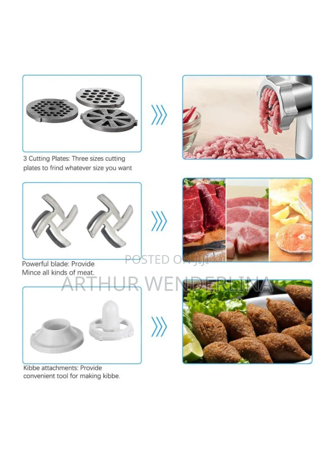 Sonifer 1200w Electrical Meat Grinder With Multiple Discs