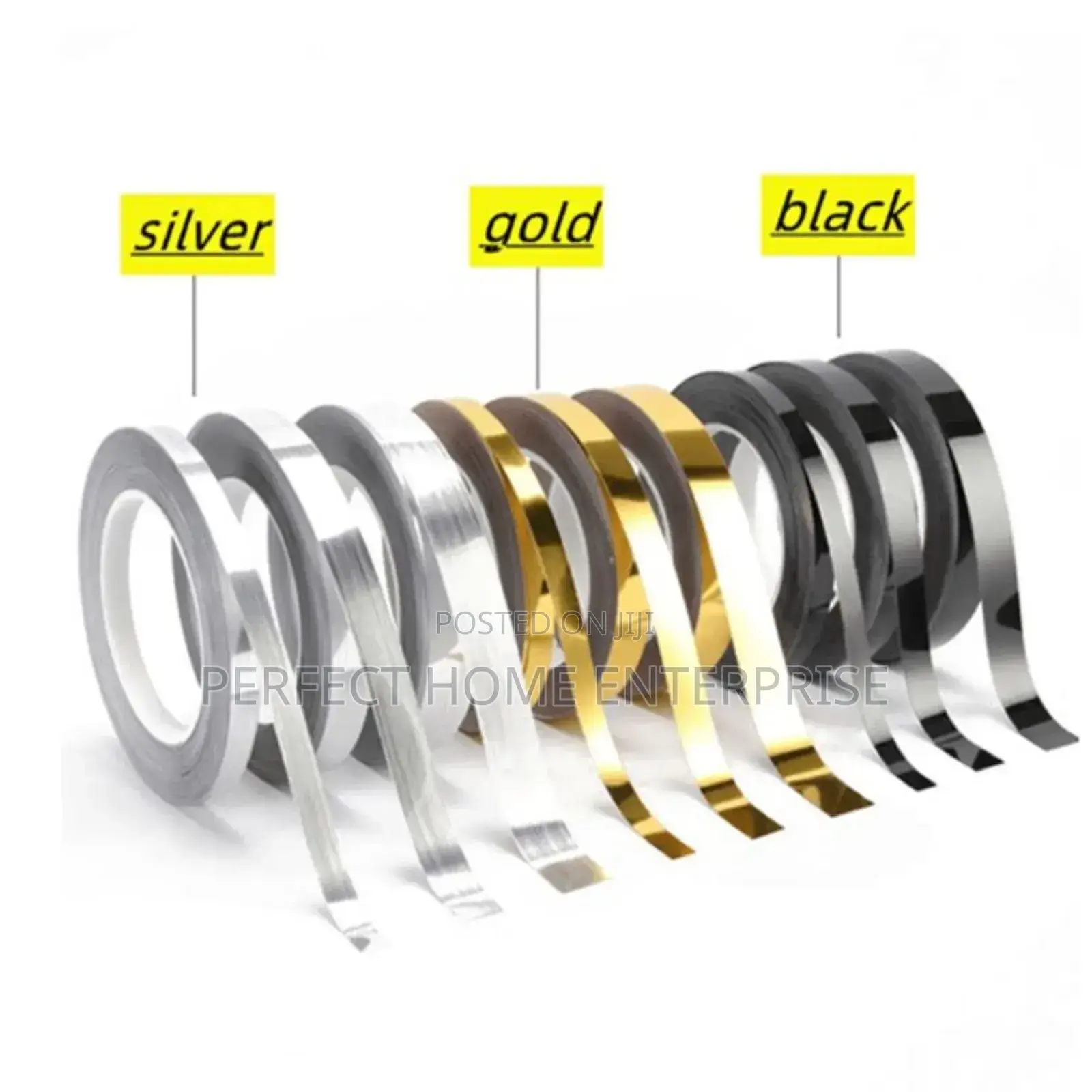 Wall Tape In Black, Gold And Silver Colours