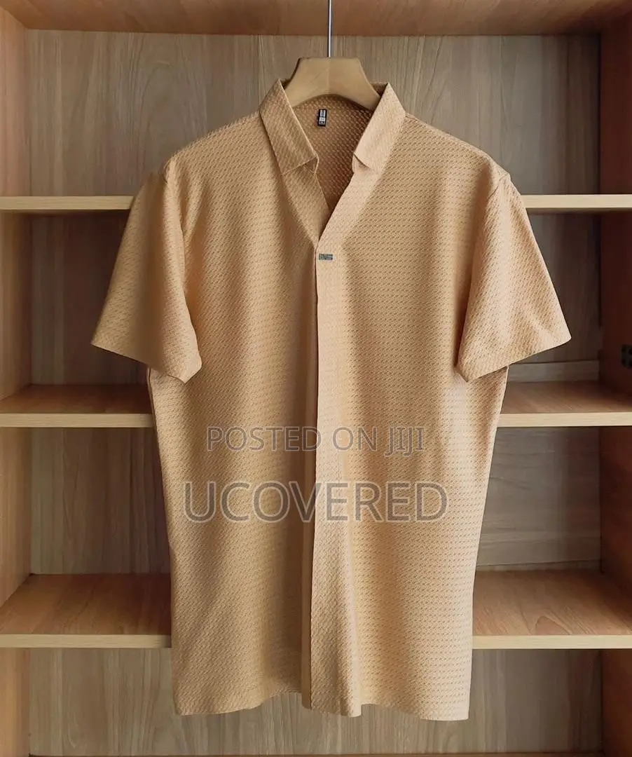 Men’S Short Sleeve Button Down Stripe Shirt