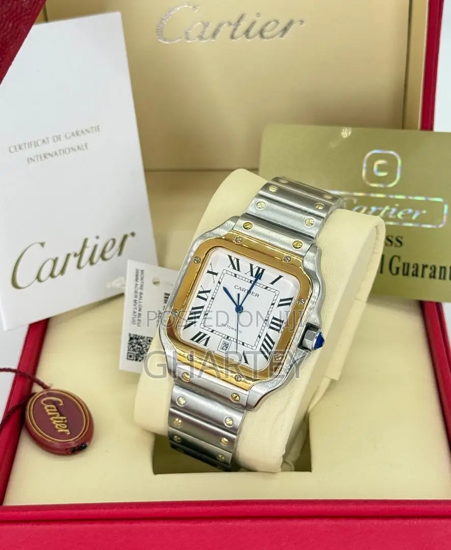 Two Toned Mechanical Analog Cartier Roman Numerals Watches