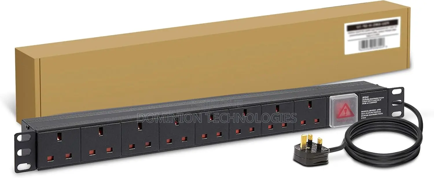 8 Ways Power Distribution Unit, Rack C19, Black,Pdu-1u-M8-K