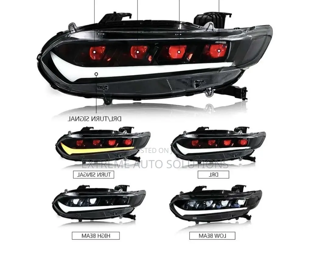 Pair Led Headlight For Honda Accord 10th Gen 2018-2022 Black